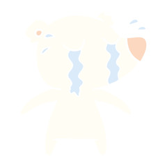 flat color style cartoon crying polar bear