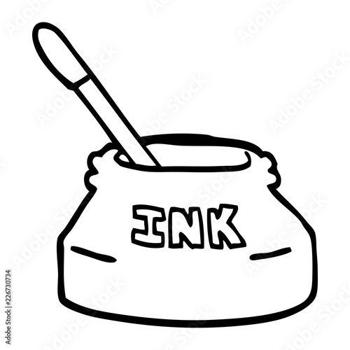 "line drawing cartoon ink pot" Stock image and royalty-free vector