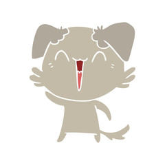 waving little dog flat color style cartoon
