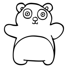line drawing cartoon happy panda