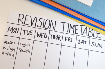 Revision or study timetable concept