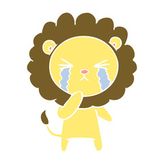 flat color style cartoon crying lion