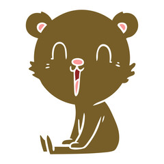 happy flat color style cartoon bear