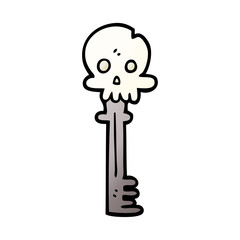 cartoon doodle spooky skull key