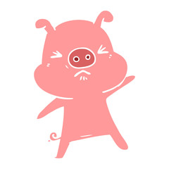 flat color style cartoon angry pig