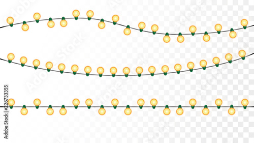 Christmas Fairy Light Lines Isolated On A Transpa Background Christmas Fairy Light Lines Isolated On A Transpa Background