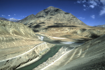Mündung des Zanskar  in den Indus