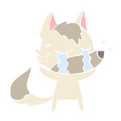 flat color style cartoon crying wolf