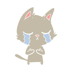 crying flat color style cartoon cat