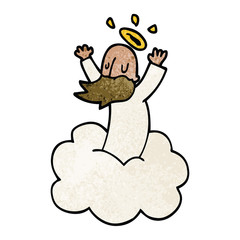 cartoon doodle god on cloud