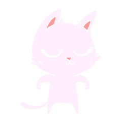 calm flat color style cartoon cat
