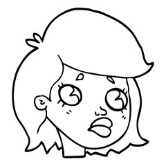 line drawing cartoon sad girl