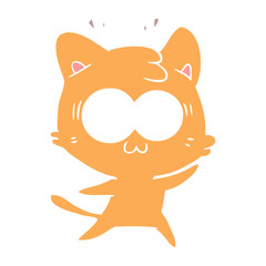 flat color style cartoon surprised cat