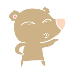 flat color style cartoon whistling bear