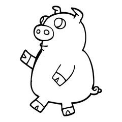 line drawing cartoon funny pig