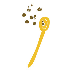 cartoon doodle cereal on a spoon