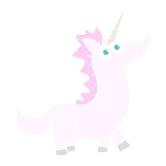 flat color illustration of a cartoon unicorn