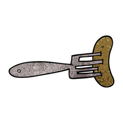 cartoon doodle sausage on fork