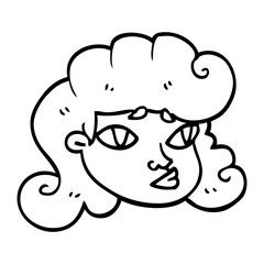 line drawing cartoon blond girls face