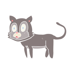 happy flat color style cartoon cat