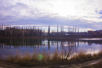 sunset on river