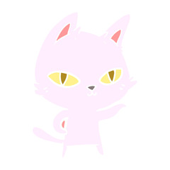 flat color style cartoon cat staring