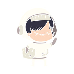 angry flat color style cartoon space girl