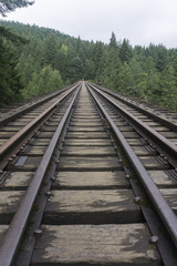 Fototapeta na wymiar Old abandoned railroad train track