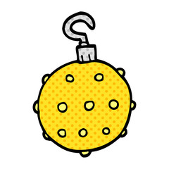 cartoon doodle golden xmas bauble