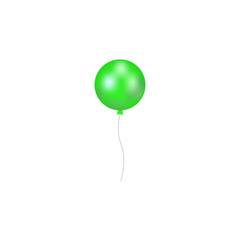 Vector illustration of green balloon with ribbon.Inflatable air flying balloon isolated on white background.
