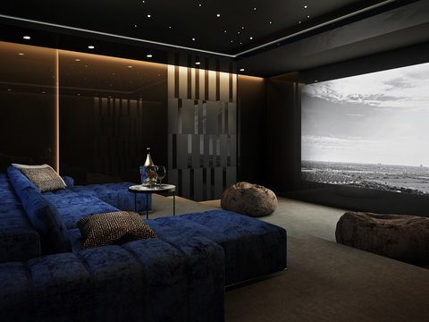 Home Theater room , Luxury interior #2 , 3D render