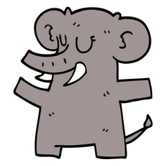 cartoon doodle standing elephant