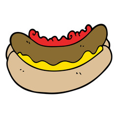 cartoon doodle of a hotdog
