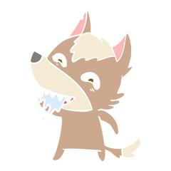 flat color style cartoon hungry wolf