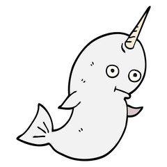 cartoon doodle white narwhal © lineartestpilot