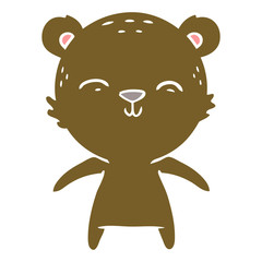 happy flat color style cartoon bear