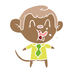 Obraz na płótnie Canvas crazy flat color style cartoon business monkey