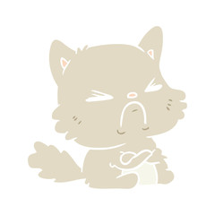 cute flat color style cartoon angry cat