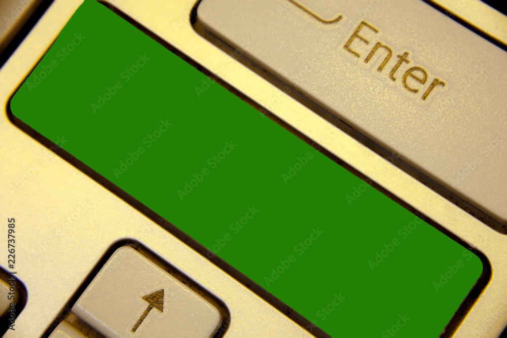 Poster Design business Empty template isolated Minimalist graphic layout template for advertising . Keyboard green key Intention create computer computing reflection document
