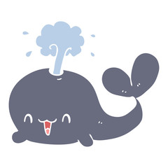 flat color style cartoon whale