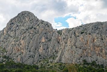 Beautiful huge mountain hills in Omis, Croatia.