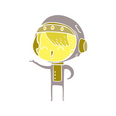 Fototapeta premium happy flat color style cartoon space girl