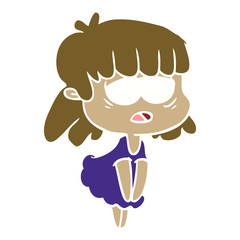 flat color style cartoon tired woman