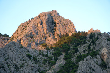 Beautiful huge mountain hills in Omis, Croatia.