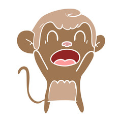 shouting flat color style cartoon monkey