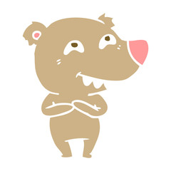 flat color style cartoon bear showing teeth