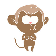 flat color style cartoon hooting monkey