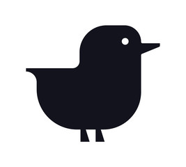 Simple flat tiny bird silhouette. Vector logo template.
