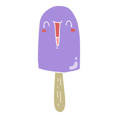 flat color style cartoon happy ice lolly