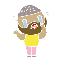 flat color style cartoon bearded man crying